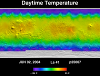 Orbit 25067daytime surface temperature map