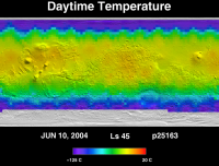 Orbit 25163daytime surface temperature map