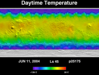 Orbit 25175daytime surface temperature map