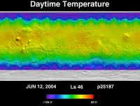 Orbit 25187daytime surface temperature map