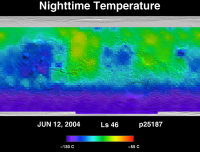Orbit 25187nighttime surface temperature map