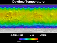 Orbit 25283daytime surface temperature map