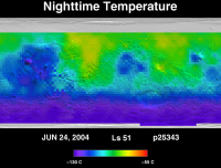 Orbit 25343nighttime surface temperature map