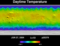 Orbit 25379daytime surface temperature map
