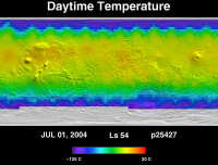Orbit 25427daytime surface temperature map