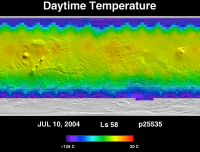 Orbit 25535daytime surface temperature map