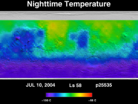 Orbit 25535nighttime surface temperature map