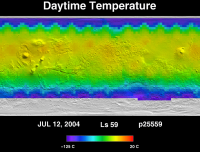 Orbit 25559daytime surface temperature map