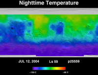 Orbit 25559nighttime surface temperature map