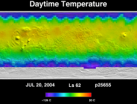 Orbit 25655daytime surface temperature map