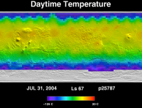 Orbit 25787daytime surface temperature map