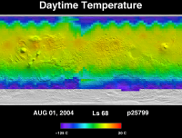 Orbit 25799daytime surface temperature map