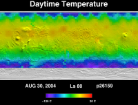 Orbit 26159daytime surface temperature map