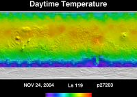 Orbit 27203daytime surface temperature map