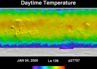 Orbit 27707daytime surface temperature map