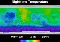 Orbit 27743nighttime surface temperature map