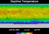 Orbit 27767daytime surface temperature map