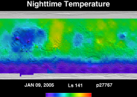 Orbit 27767nighttime surface temperature map