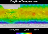 Orbit 27779daytime surface temperature map