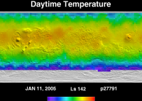 Orbit 27791daytime surface temperature map