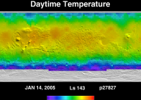Orbit 27827daytime surface temperature map