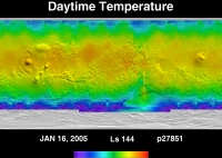 Orbit 27851daytime surface temperature map