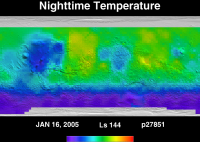Orbit 27851nighttime surface temperature map