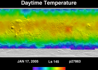 Orbit 27863daytime surface temperature map