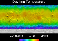 Orbit 27899daytime surface temperature map