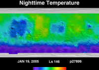 Orbit 27899nighttime surface temperature map