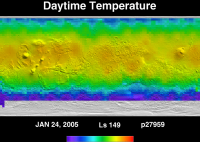 Orbit 27959daytime surface temperature map
