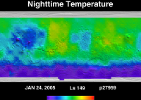 Orbit 27959nighttime surface temperature map
