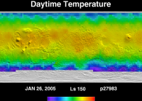 Orbit 27983daytime surface temperature map