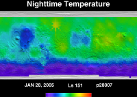 Orbit 28007nighttime surface temperature map