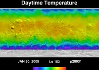 Orbit 28031daytime surface temperature map