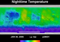 Orbit 28031nighttime surface temperature map