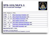 NASA STS-121/ULF1.1 FD 13 Execute Package