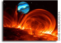 A giant planet embedded in the magnetosphere of its star