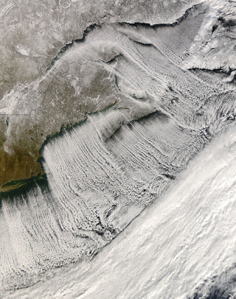 NASA MODIS Image of the Day: January 22, 2007 – Cloud Streets off New England and the Maritimes