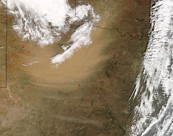 NASA MODIS Image of the Day: March 3, 2007 – Dust Storm over Northern Texas