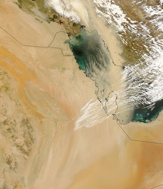NASA MODIS Image of the Day: March 5, 2007 – Dust Storm over the Persian Gulf