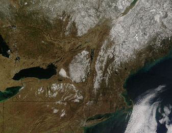 NASA MODIS Image of the Day: April 25, 2007 – Spring snow in the North East