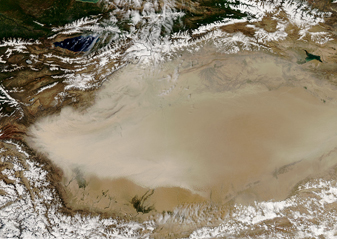 NASA MODIS Image of the Day: May 14, 2007 – Dust Storm over the Taklimakan Desert