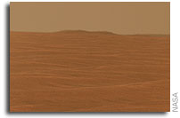 NASA Mars Exploration Rover Opportunity Sees Distant Crater Rims on Horizon