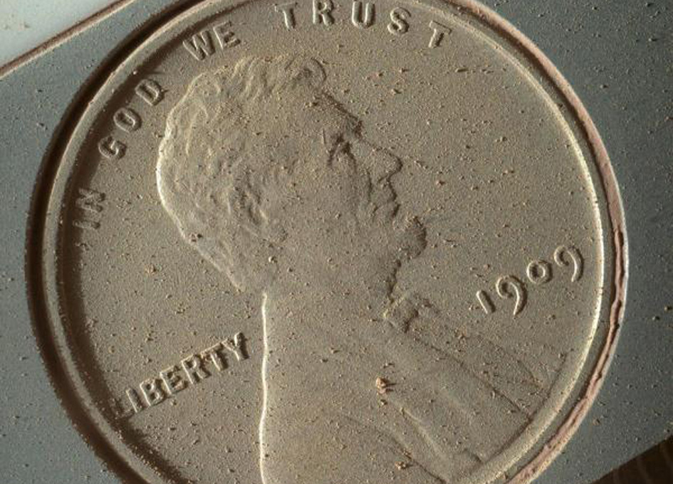 Hand Lens Imager Sends Ultra High-Res Photo of A Penny From Mars