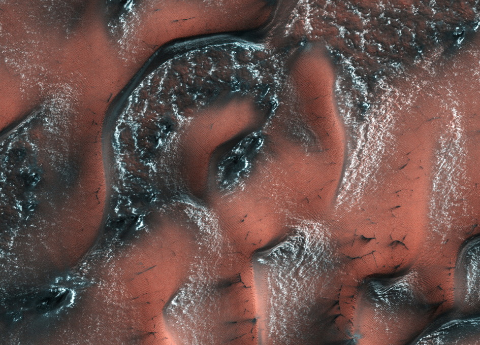 A World of Snowy Dunes on Mars