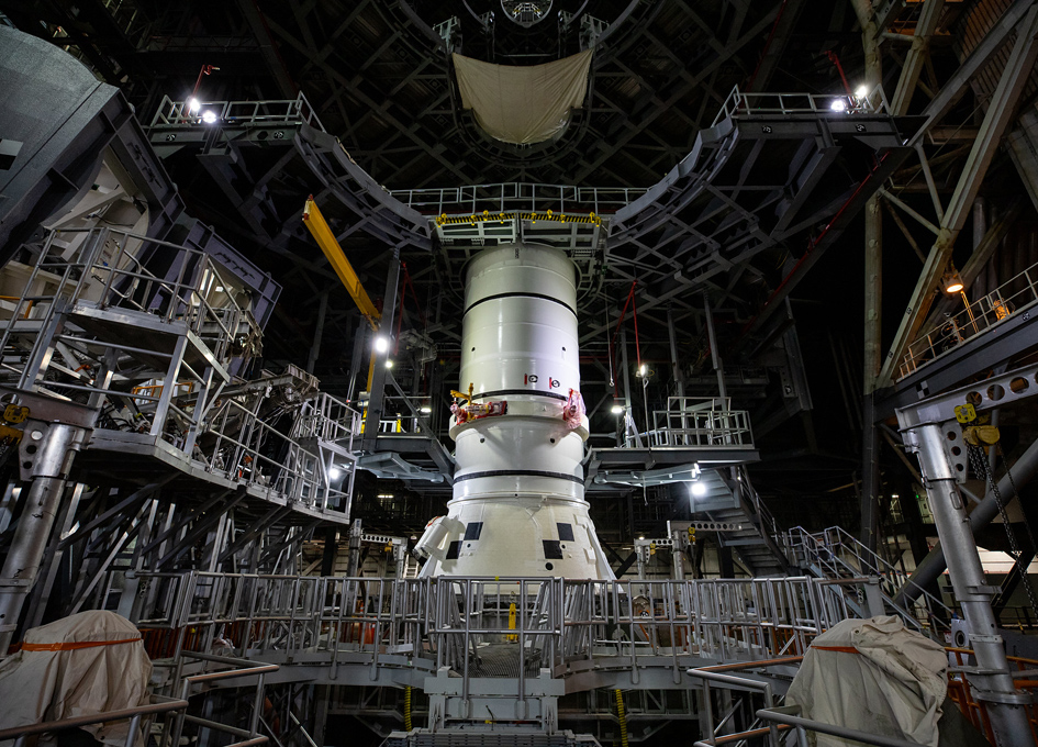 Artemis 1 Booster Segments Under Assembly